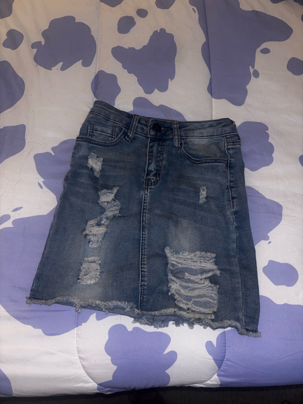 Rue21 Distressed Blue Denim Mini Skirt